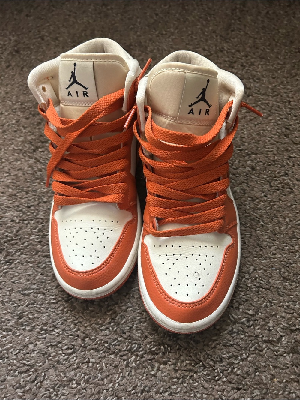 Jordan 1 High-Top Sneakers in Orange and White